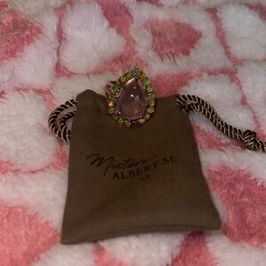 Ornate Pink and Gold Heart Ring with Vintage Charm